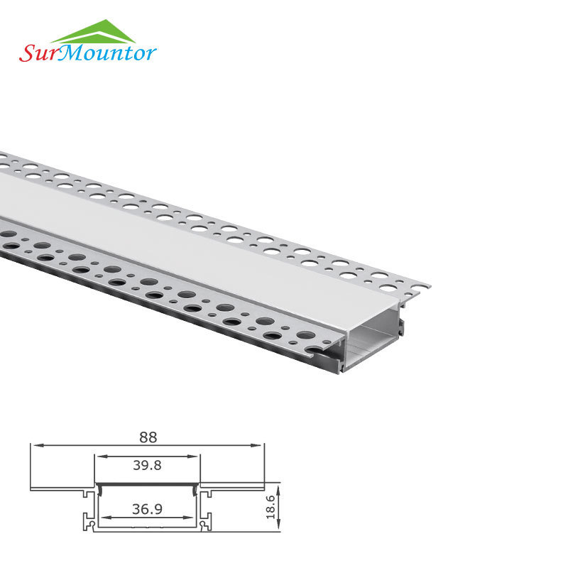 Seamless Drywall Use Architectural Gypsum Plaster Led Aluminium Profile Ceiling Led Extrusion Strip Channel Light