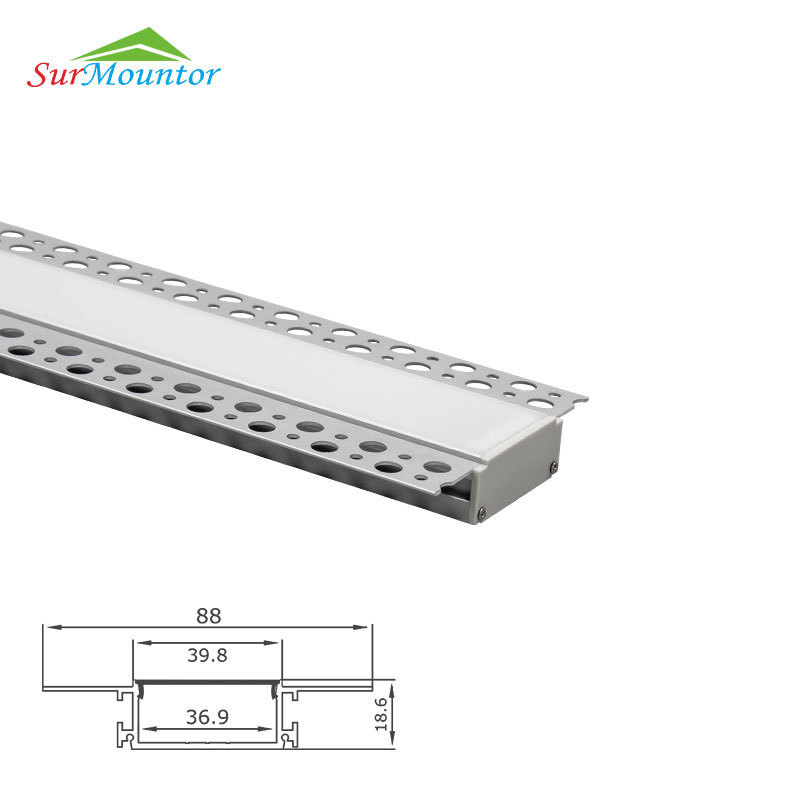 Seamless Drywall Use Architectural Gypsum Plaster Led Aluminium Profile Ceiling Led Extrusion Strip Channel Light