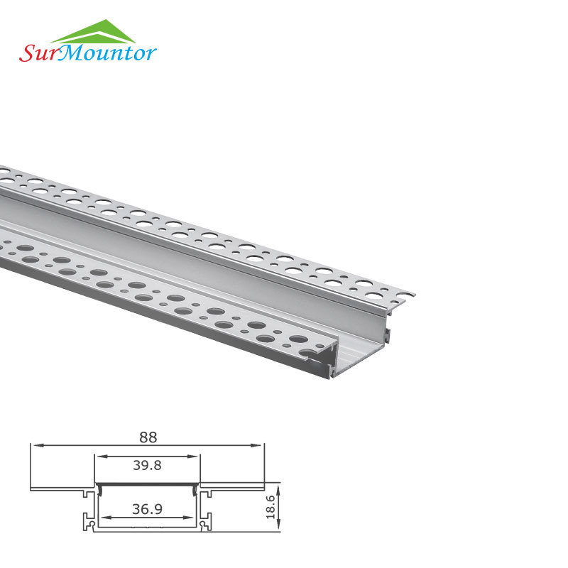 Seamless Drywall Use Architectural Gypsum Plaster Led Aluminium Profile Ceiling Led Extrusion Strip Channel Light