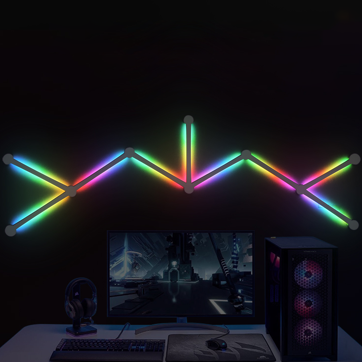 9 Segmented Glide Wall Light Music Sync LED Light Bar For Gaming Tuya Remote Control Home Decor RGB Smart Constellation Lights