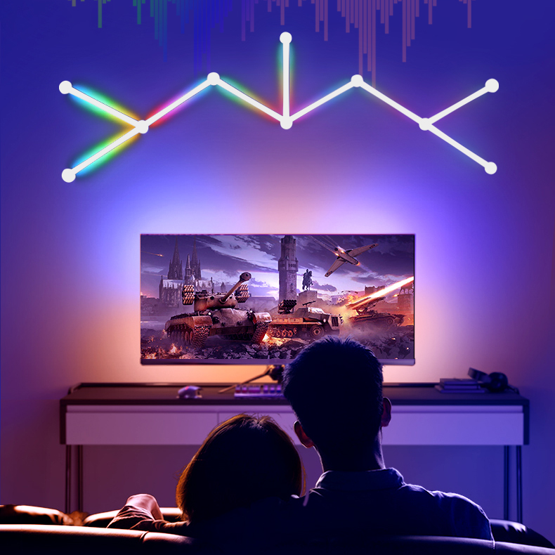 9 Segmented Glide Wall Light Music Sync LED Light Bar For Gaming Tuya Remote Control Home Decor RGB Smart Constellation Lights