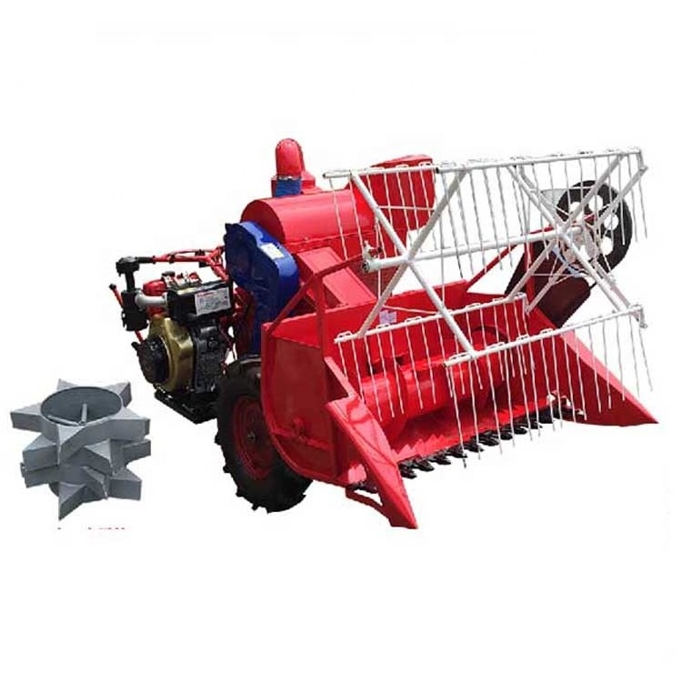 Crawler Type Mini Wheat Harvester Combine Machine Wheat Barley Oats Rice Mini Rice Combine Harvester Green 1200 Working Width