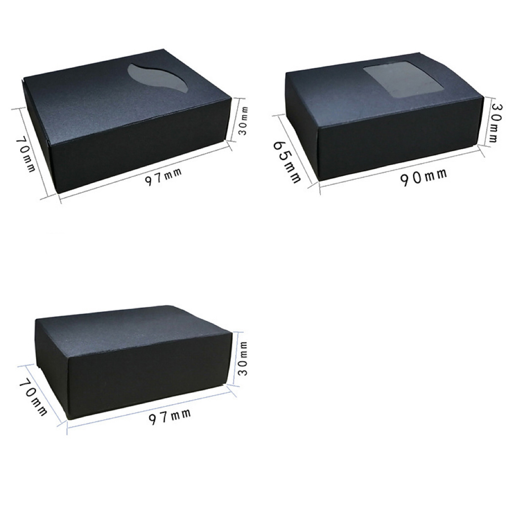 custom black brown Kraft boxes with window gift paper cosmetic boxes for home made soap packaging box