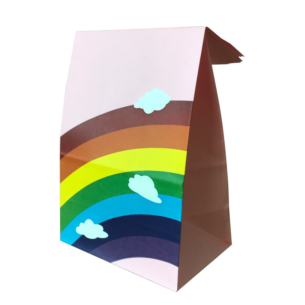 Rainbow Party Favor Kraft Paper Candy Goody Bag for Kids Birthday Parties Candy Gift Bags