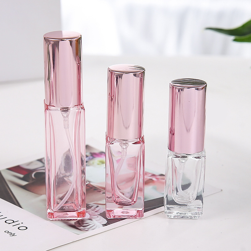 3ml 5ml 10ml 20ml Pink Empty Square Glass Perfume Bottle Portable Glass Perfume Dispenser