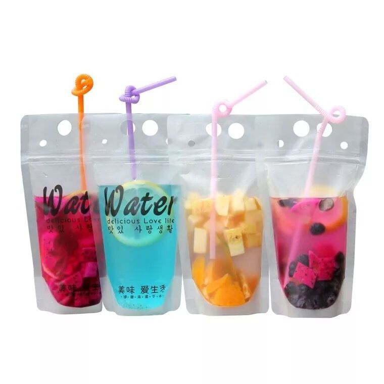 Custom plastic zip lock drinks transparent beverage bag