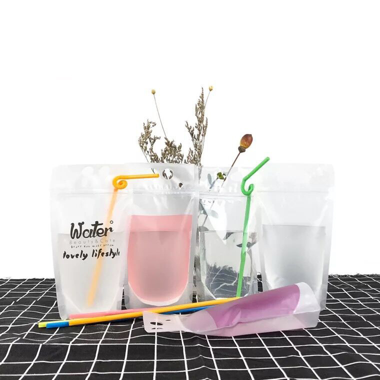 Custom plastic zip lock drinks transparent beverage bag