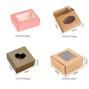 custom black brown Kraft boxes with window gift paper cosmetic boxes for home made soap packaging box