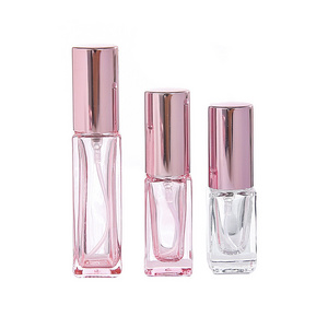 3ml 5ml 10ml 20ml Pink Empty Square Glass Perfume Bottle Portable Glass Perfume Dispenser