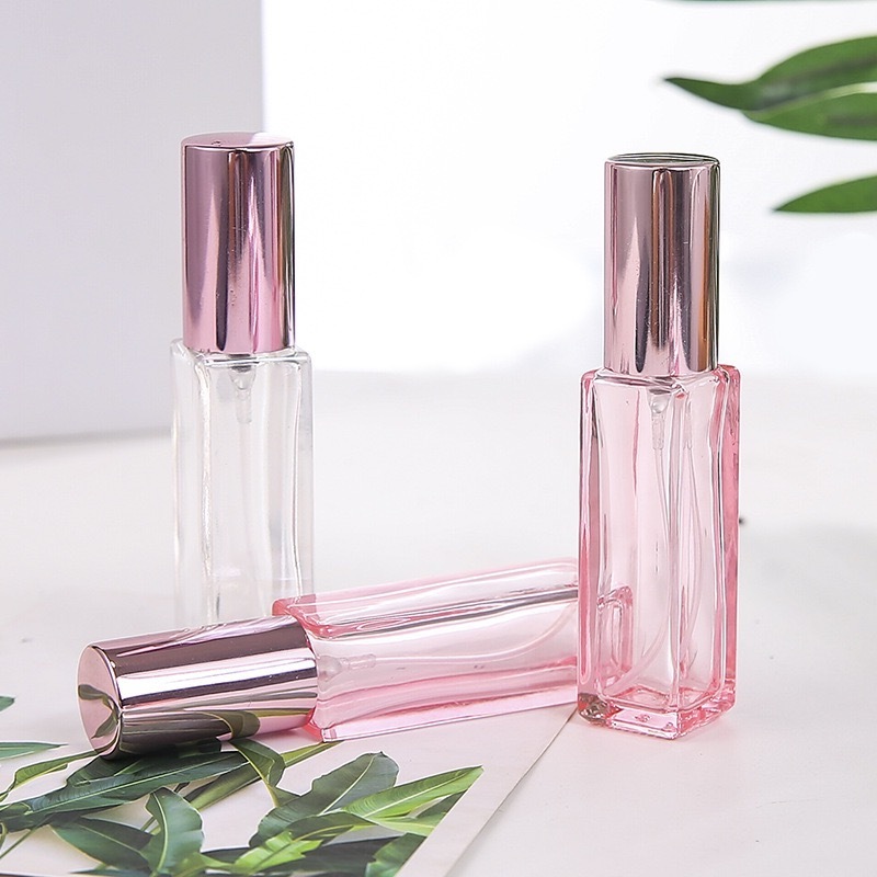 3ml 5ml 10ml 20ml Pink Empty Square Glass Perfume Bottle Portable Glass Perfume Dispenser