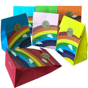 Rainbow Party Favor Kraft Paper Candy Goody Bag for Kids Birthday Parties Candy Gift Bags