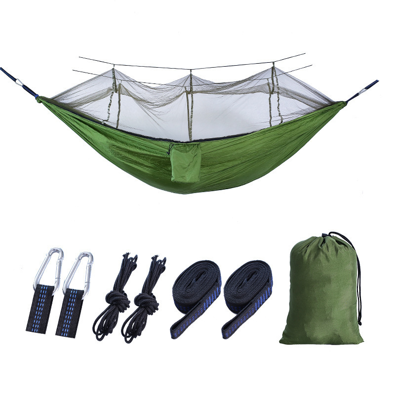 Camping Single and Double Sleeping Hammock with Mosquito Net Portable Jungle Outdoor Portable Ultralight High Quality 210t Adult