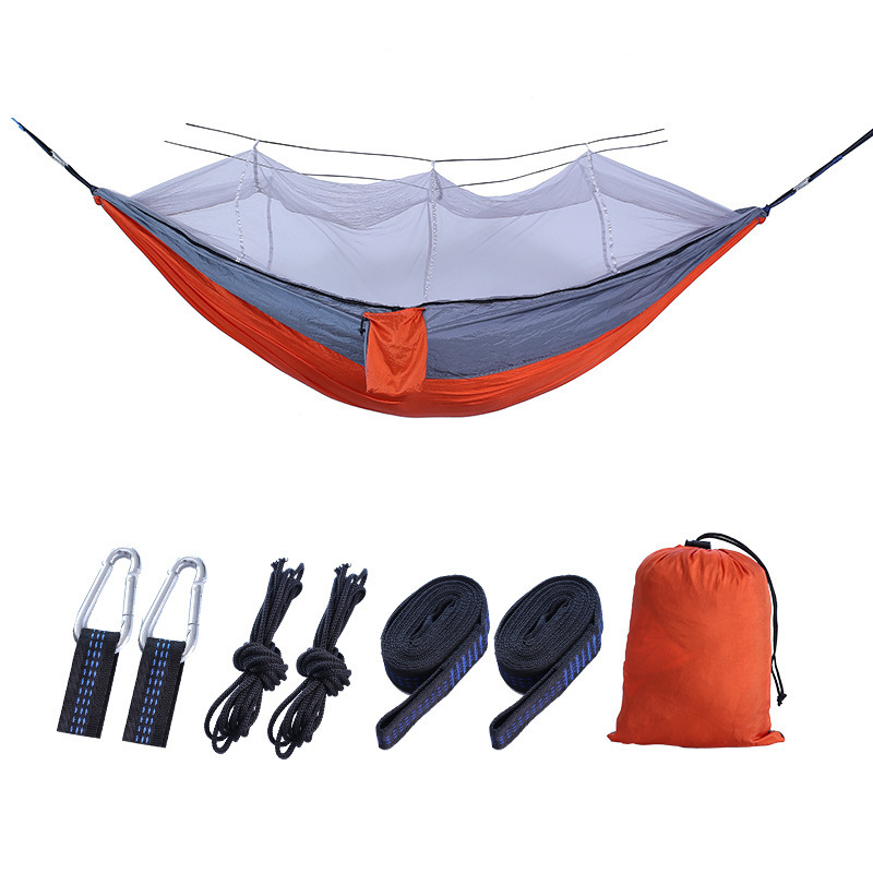 Camping Single and Double Sleeping Hammock with Mosquito Net Portable Jungle Outdoor Portable Ultralight High Quality 210t Adult