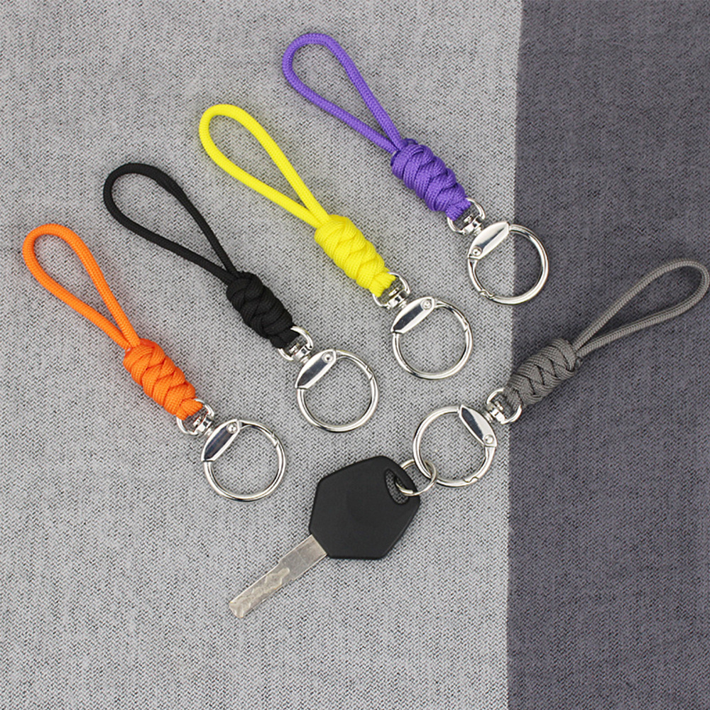 Short Lanyard Keychain Polyester Custom Lanyards braided quick release woven anti-loss paracode rope finger loop strap lanyard