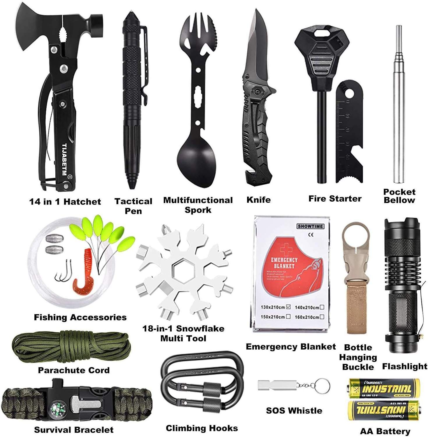 Outdoor Camping Natural Disaster Earthquake Emergency Waterproof Adventure First Aid Sos Survival Tools Kit Set