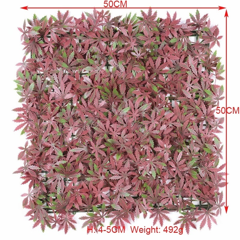 50*50cm ultraviolet-proof outdoor decorative Red maple leaf artificial grass, artificial maple leaf fence wall panels