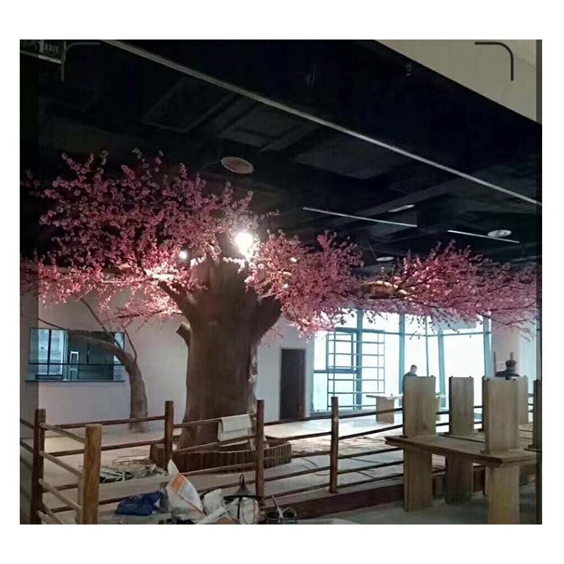 Wholesale 350cm height indoor decorative flower tree plant artificial, pink peach blossom tree for restaurant decoration