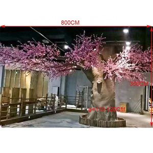 Wholesale 350cm height indoor decorative flower tree plant artificial, pink peach blossom tree for restaurant decoration