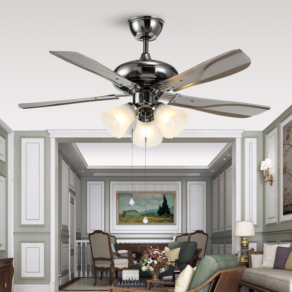 Breezelux Cheap Wholesale Price Ceiling Fans Light Kits 5 Pcs Iron Blade Remote Control Ceiling Fans