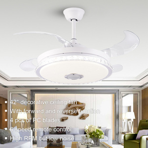 Breezelux 3 Lighting Effects Retractable Ceiling Fan With Lamp Remote Control Sixth Speed Wind Speed New Model Fan