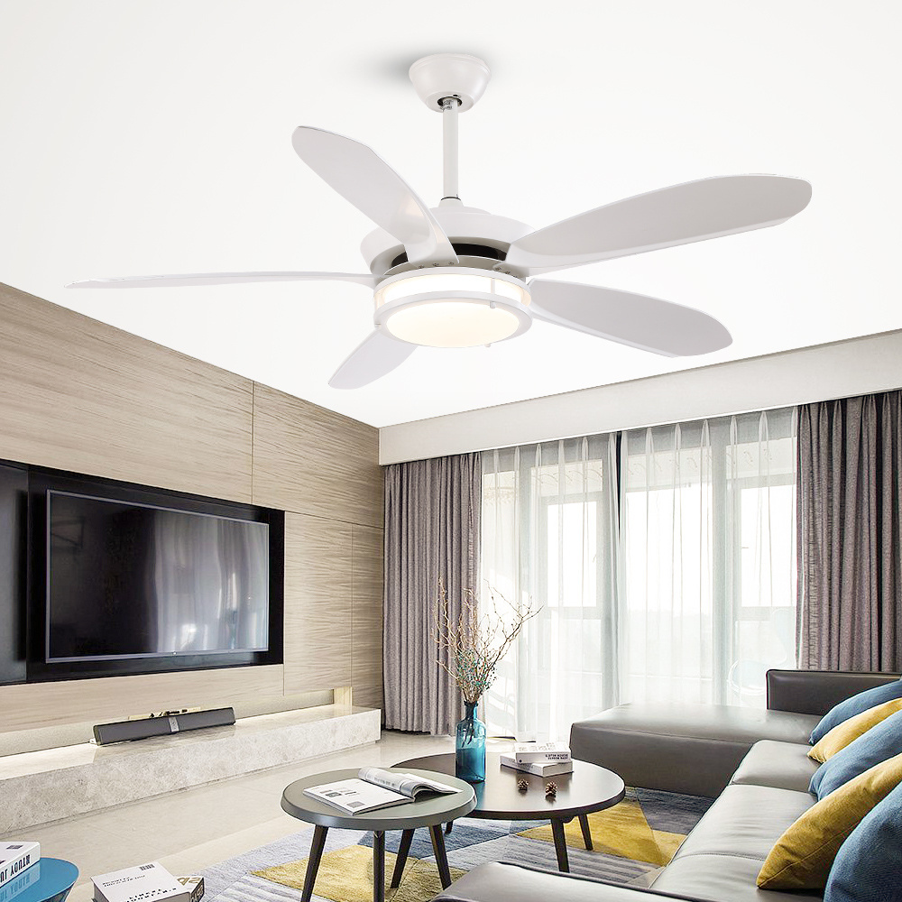 Breezelux Hot Selling 56 Inch White 5 Abs Blades Ceiling Fan Led Mini Pendant Light