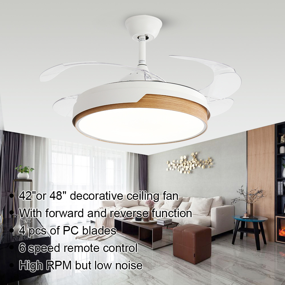 Breezelux modern Three Color Changing 42 Inch Led Light Chandelier Ceiling Fan Light For Restaurant