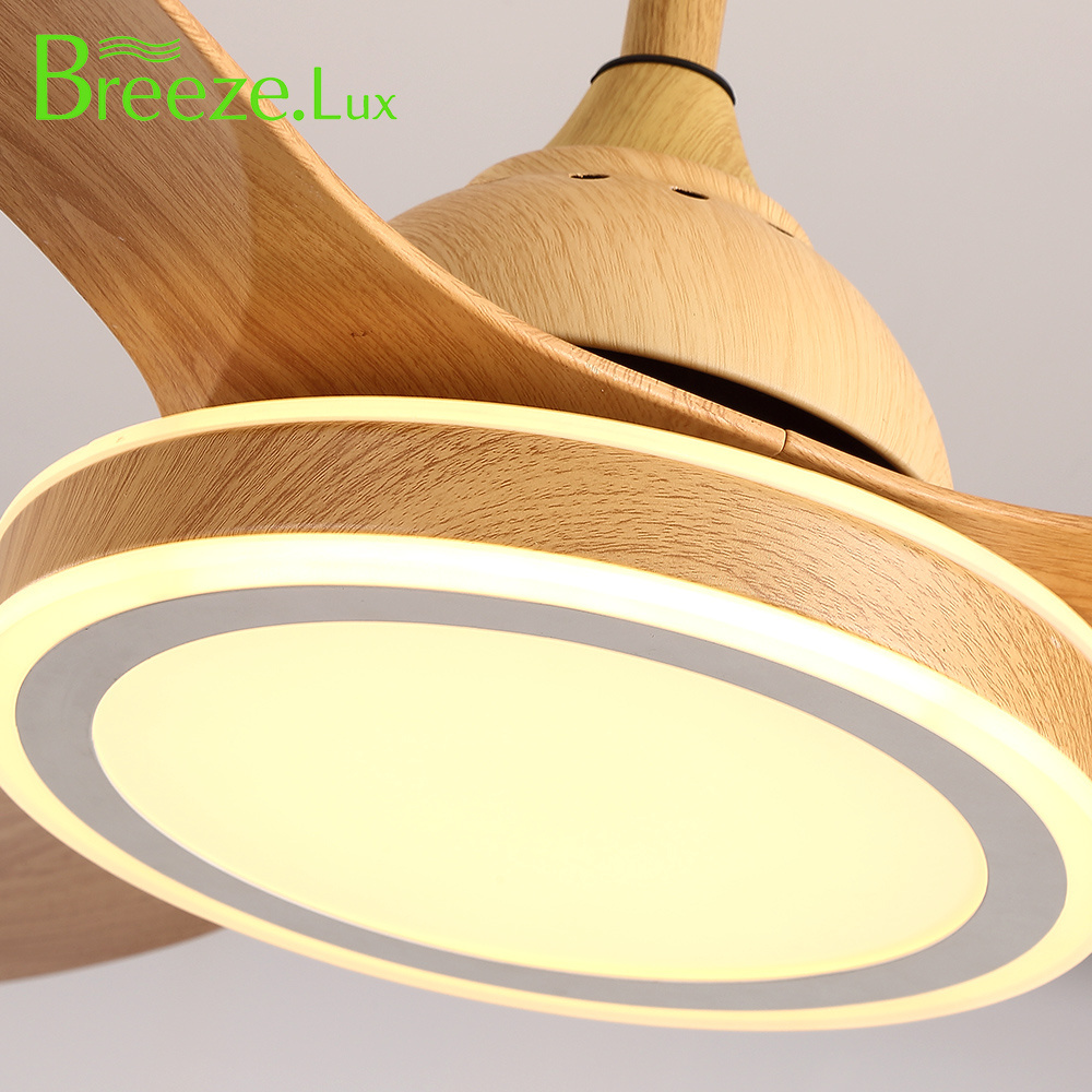 High Quality Simple Indoor Lighting Remote Control 6speed Abs Blade Wood Modern Led Ceiling Light Fixture Fan