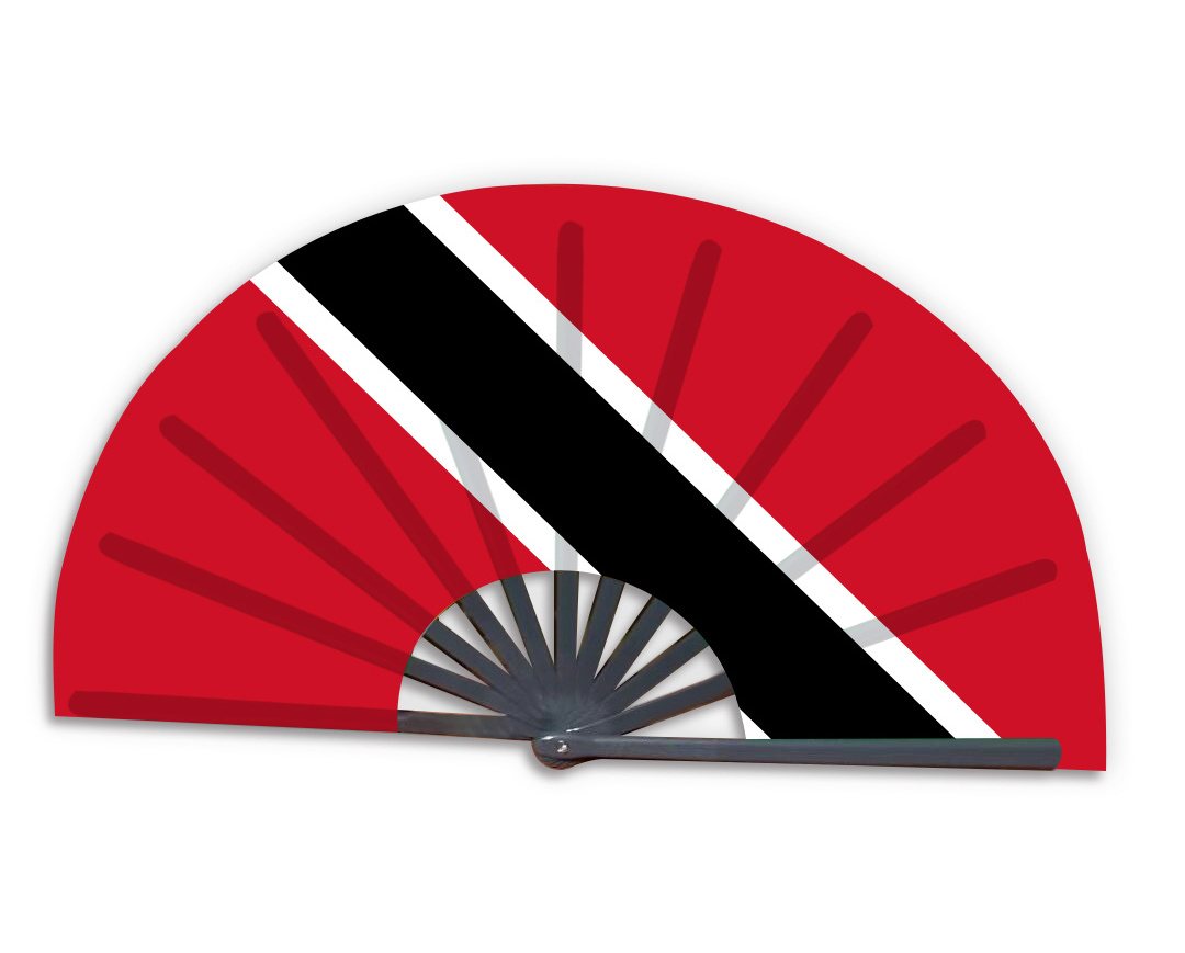 Factory Price Large Trinidad and Tobago Flag Bamboo Folding Hand Fan For Sports Events Souvenirs Gift