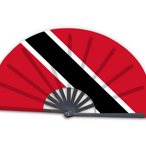 Factory Price Large Trinidad and Tobago Flag Bamboo Folding Hand Fan For Sports Events Souvenirs Gift