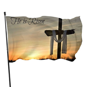 Double Side Durable 3x5FT Custom Printing Flag Jesus He is Risen Flag For Festival Party Indoor Outdoor  Decoration