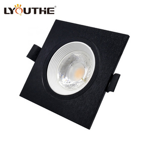 Black plastic led downlight recessed 5w square frame gu10 cob spot light