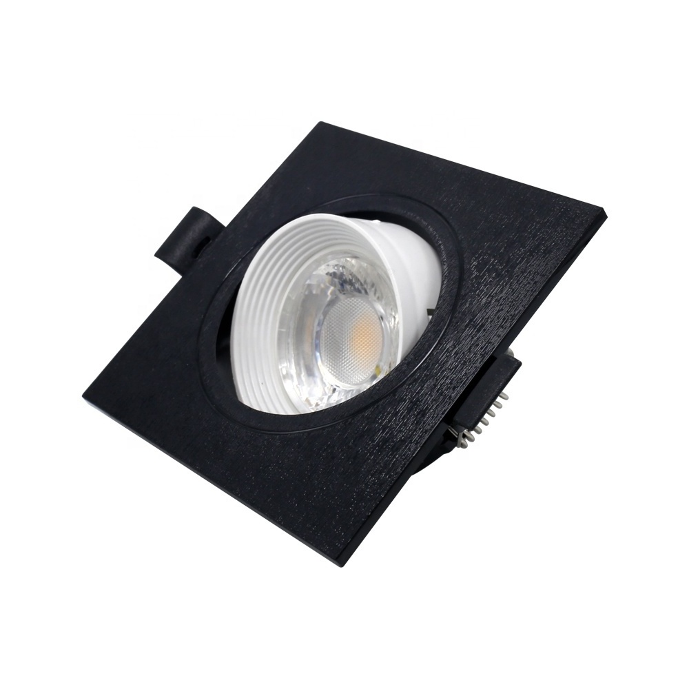 Black plastic led downlight recessed 5w square frame gu10 cob spot light