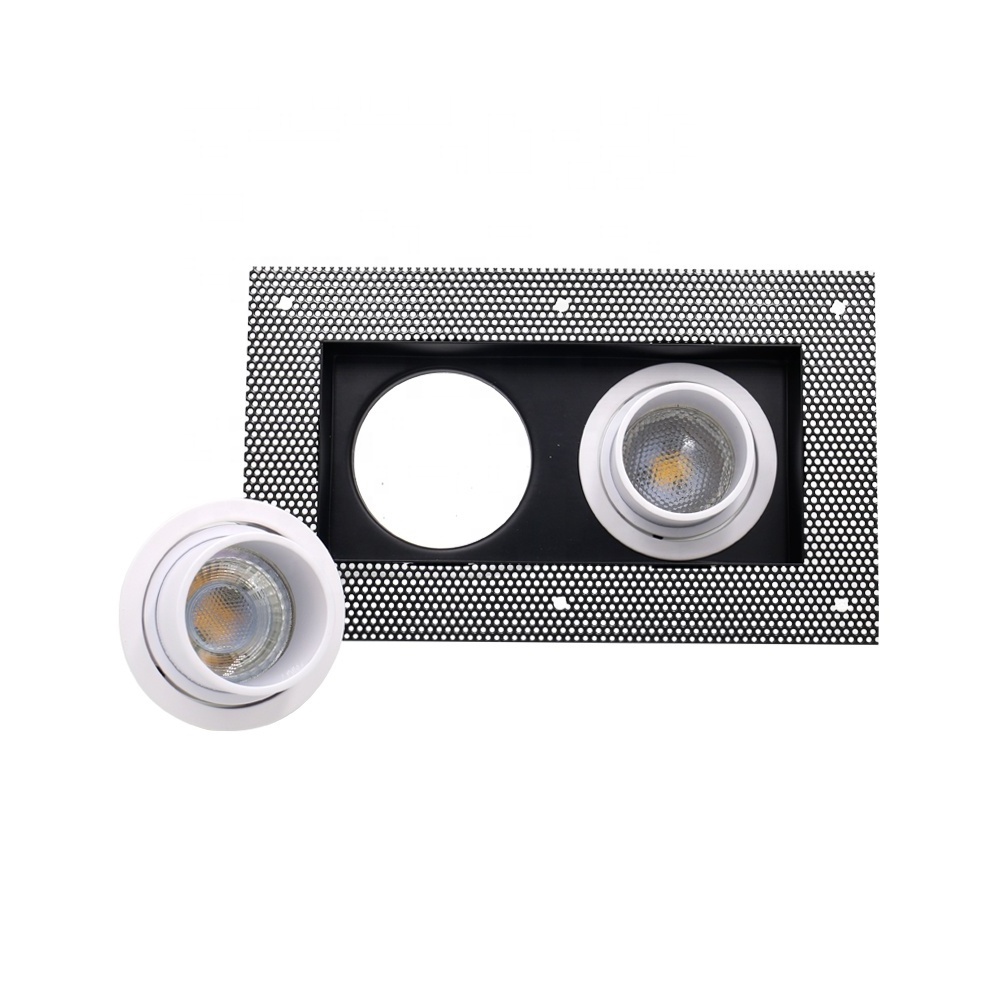 Double Head Square Ceiling Recessed Anti Glare Down Light Frame COB LED Mr16 Black Gu10 Trimless Recess Downlight