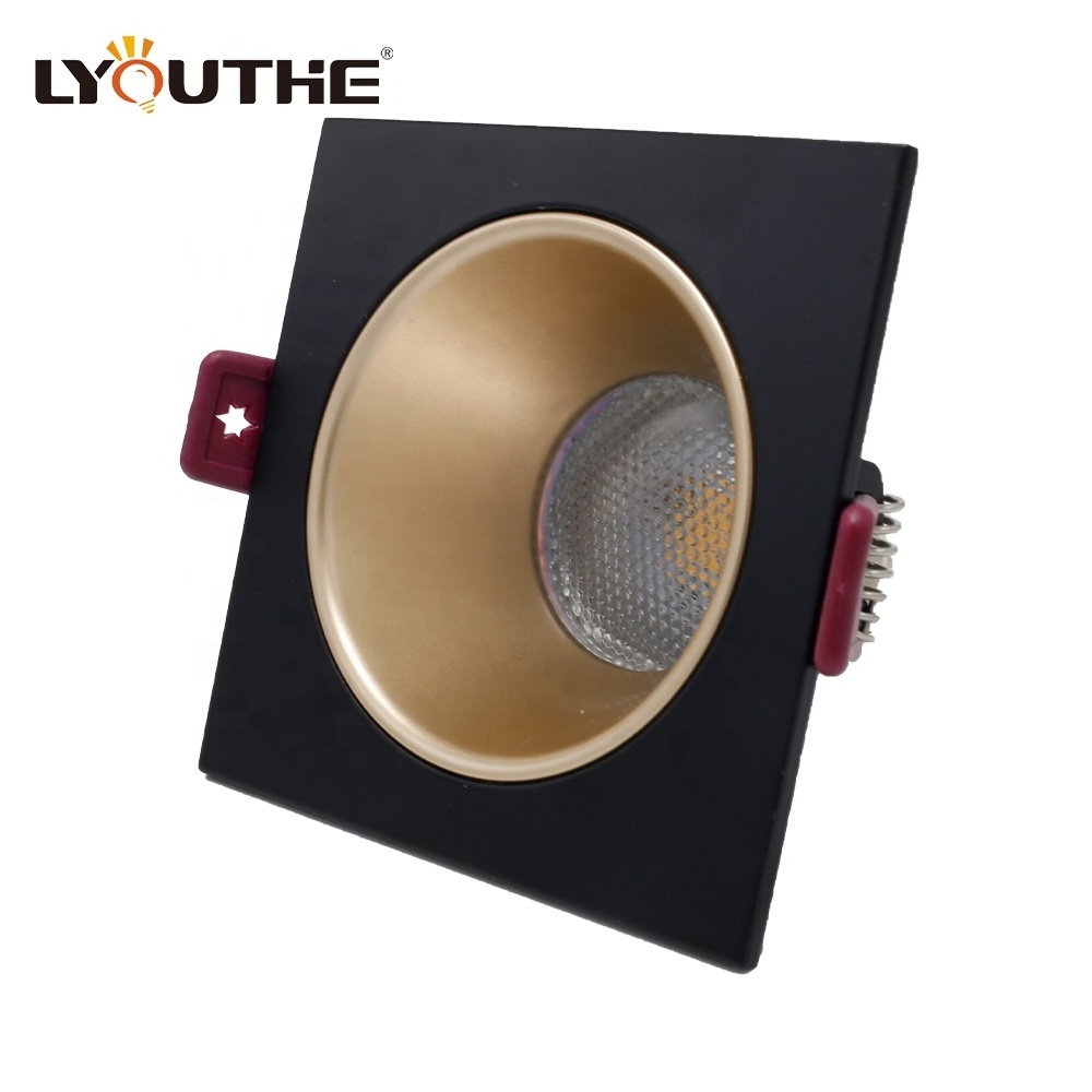 Hotel Recessed Led Cob Down Light Halogen Downlight Fixture Gu10 Indoor Spot Light Square Ceiling Black Mr16 Spotlight