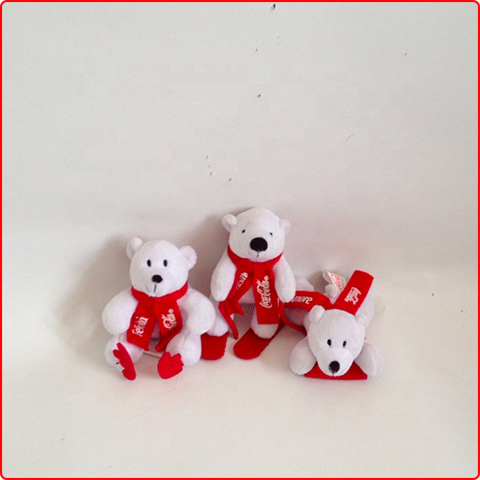 Cheap small red scarf skiing ice white plush stuffed animals toy polar bear