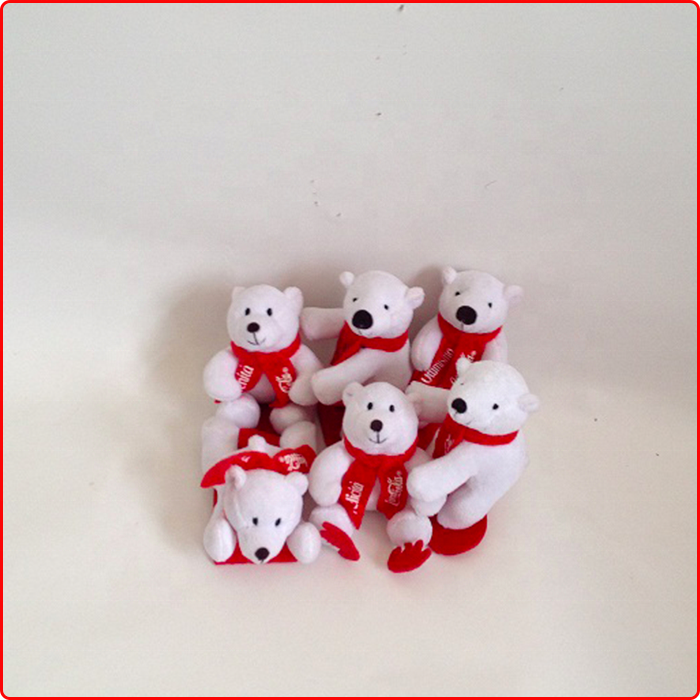 Cheap small red scarf skiing ice white plush stuffed animals toy polar bear