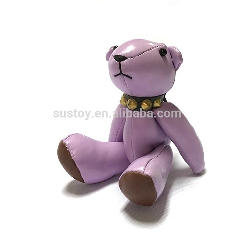 Mini Small naughty moving joints teddy bear animal stuffed soft leather plush toy