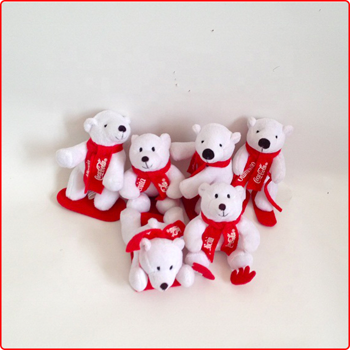 Cheap small red scarf skiing ice white plush stuffed animals toy polar bear