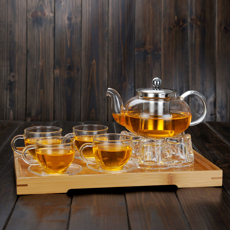 Heat Resistant Borosilicate Glass Teapot With Stainless Steel Infuser