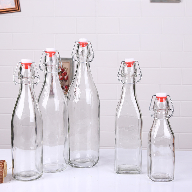 Wholesale Clear Flip Top Bottle 250ml 16oz 750ml 1 Liter Glass Swing Top Glass Bottle