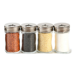 High quality 80ml Small Glass Spice Jar with Stainless Steel Lids