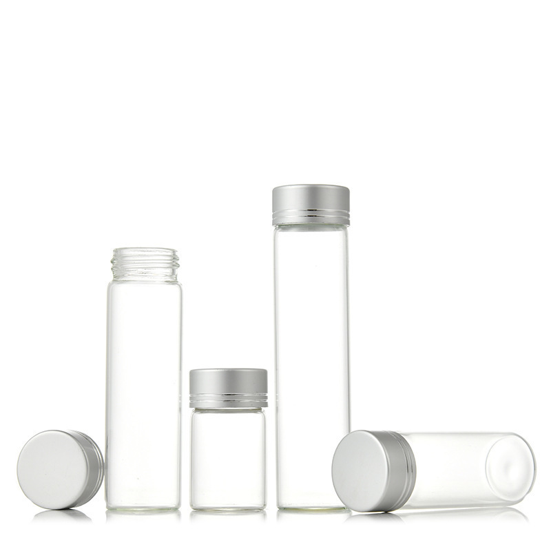 Free Sample Bottle Flat Bottom Borosilicate Glass Test Tube With Aluminum Screw Cap