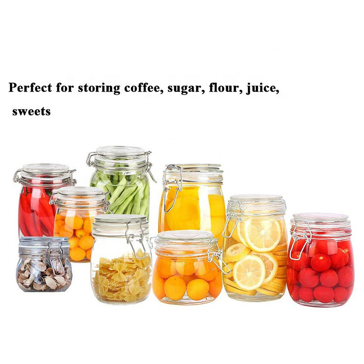 Wholesale 500ml glass honey bottle glass storage jar with swing top lid