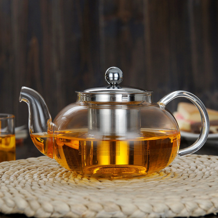 Heat Resistant Borosilicate Glass Teapot With Stainless Steel Infuser