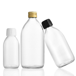 Empty Clear Oral Liquid Glass Bottle 30ml 60ml 100ml 300ml Round Potion Syrup Glass Bottle