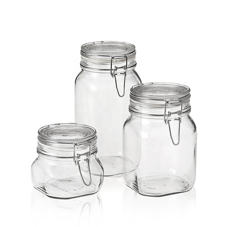 Wholesale 500ml glass honey bottle glass storage jar with swing top lid