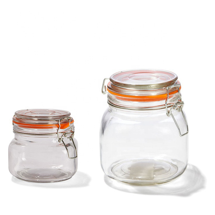 Wholesale 500ml glass honey bottle glass storage jar with swing top lid