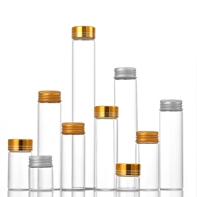 Free Sample Bottle Flat Bottom Borosilicate Glass Test Tube With Aluminum Screw Cap