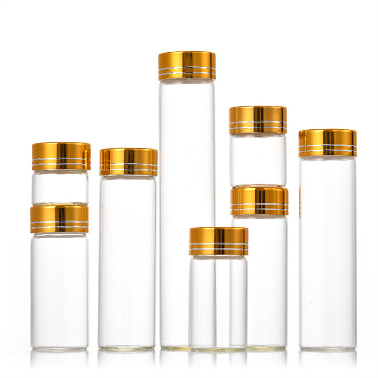 Free Sample Bottle Flat Bottom Borosilicate Glass Test Tube With Aluminum Screw Cap