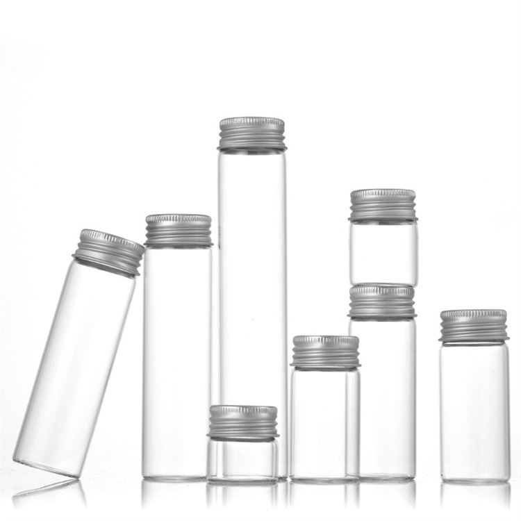 Free Sample Bottle Flat Bottom Borosilicate Glass Test Tube With Aluminum Screw Cap